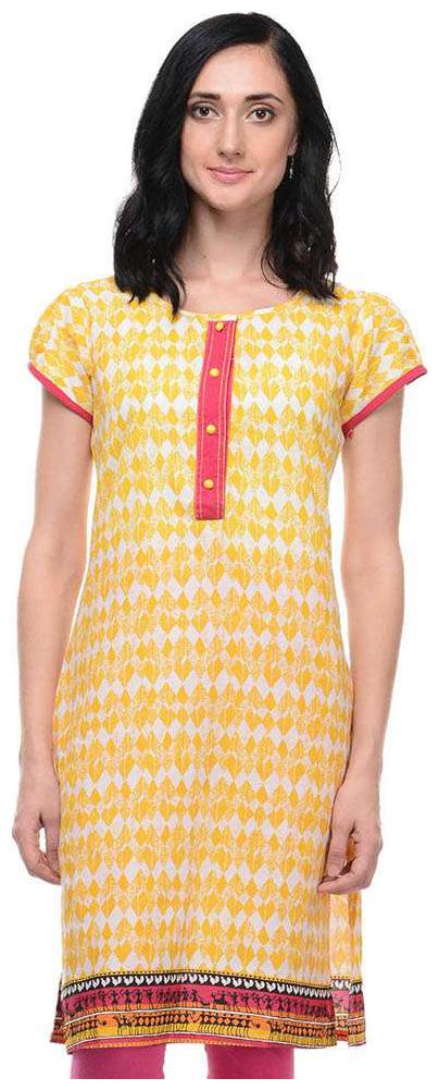 

Sritika Women Yellow Printed Straight Kurta