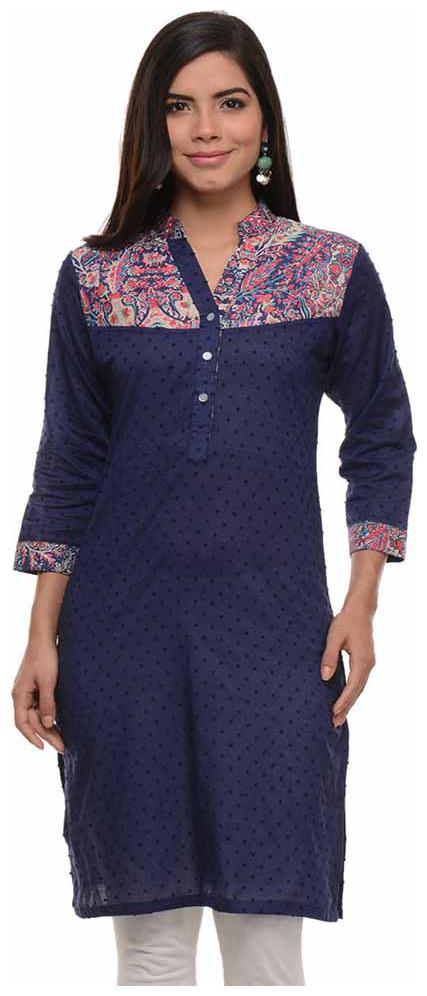 

Sritika Women Blue Printed Straight Kurta