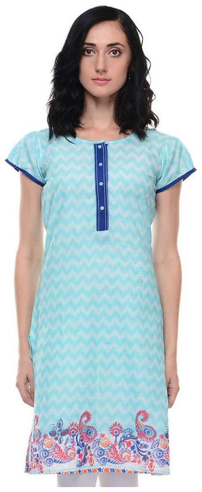 

Sritika Women Turquoise Printed Straight Kurta