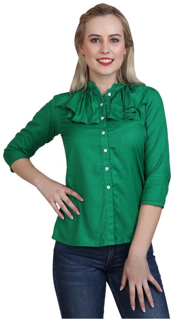 

Sritika Women Green Printed Regular Fit Shirt