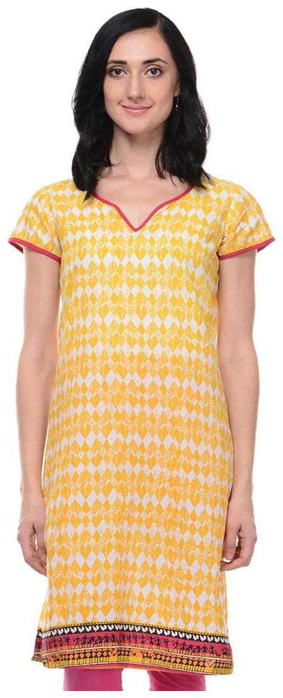 

Sritika Women Yellow Printed Straight Kurta