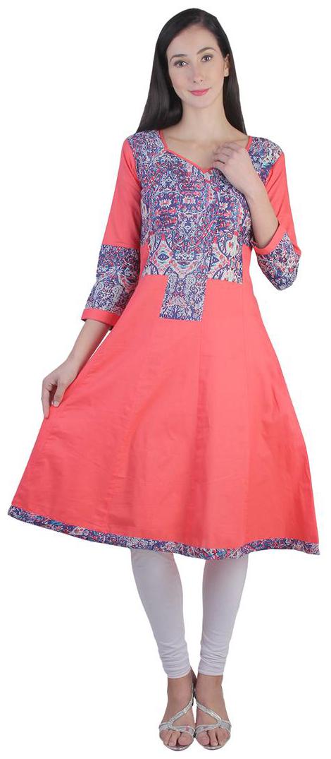 

Sritika Red And Blue Cotton Kurti