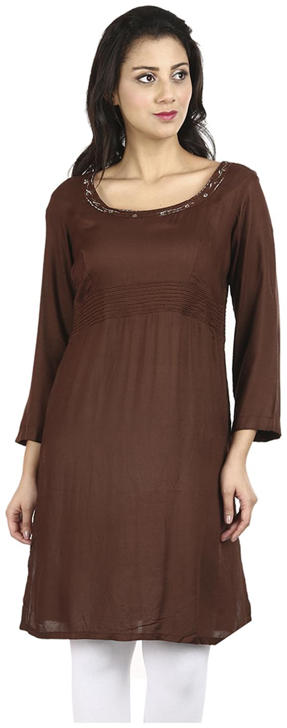 

Sritika Women Brown Solid Straight Kurti