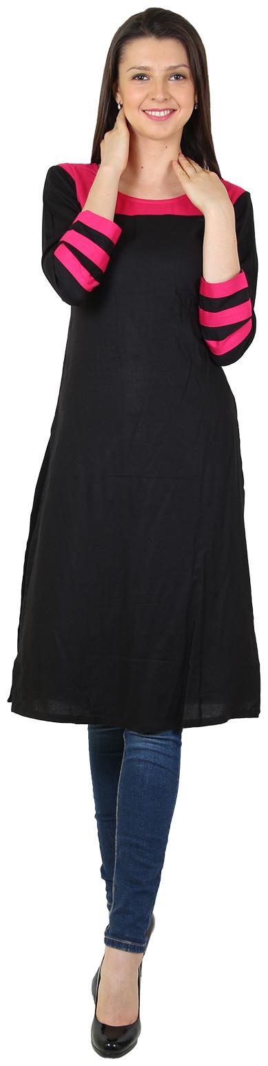 

Sritika Women Black Solid Straight Kurta