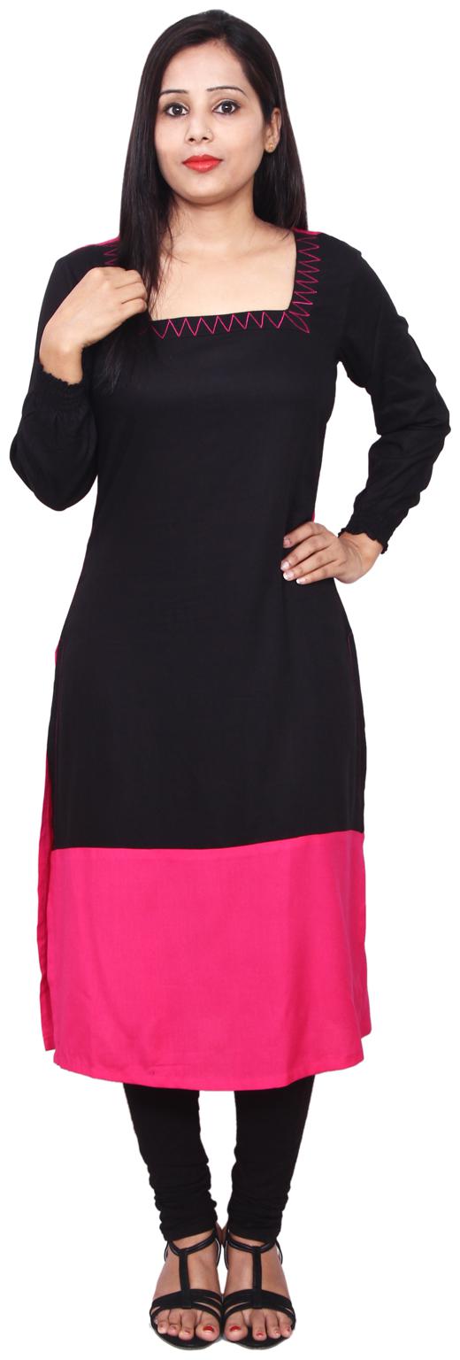 

Sritika Women Black Solid Straight Kurta