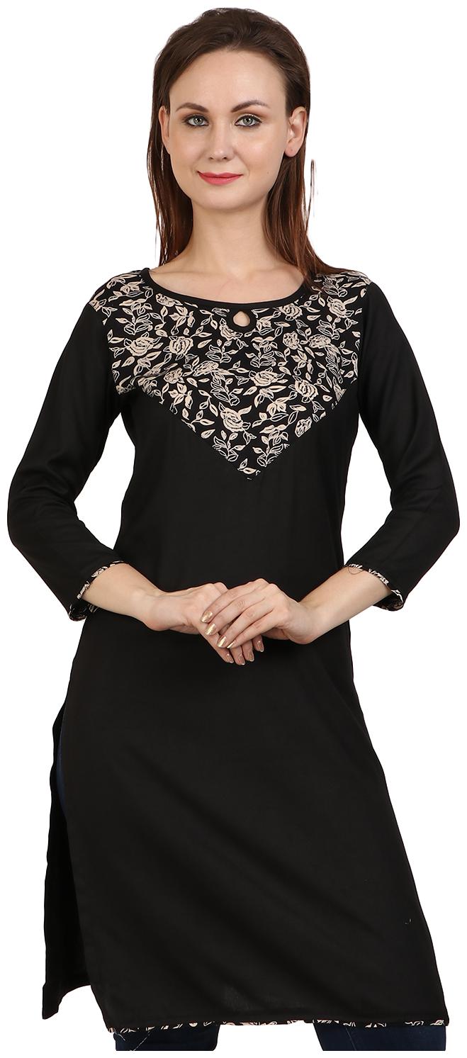 

Sritika Women Black Solid Straight Kurti