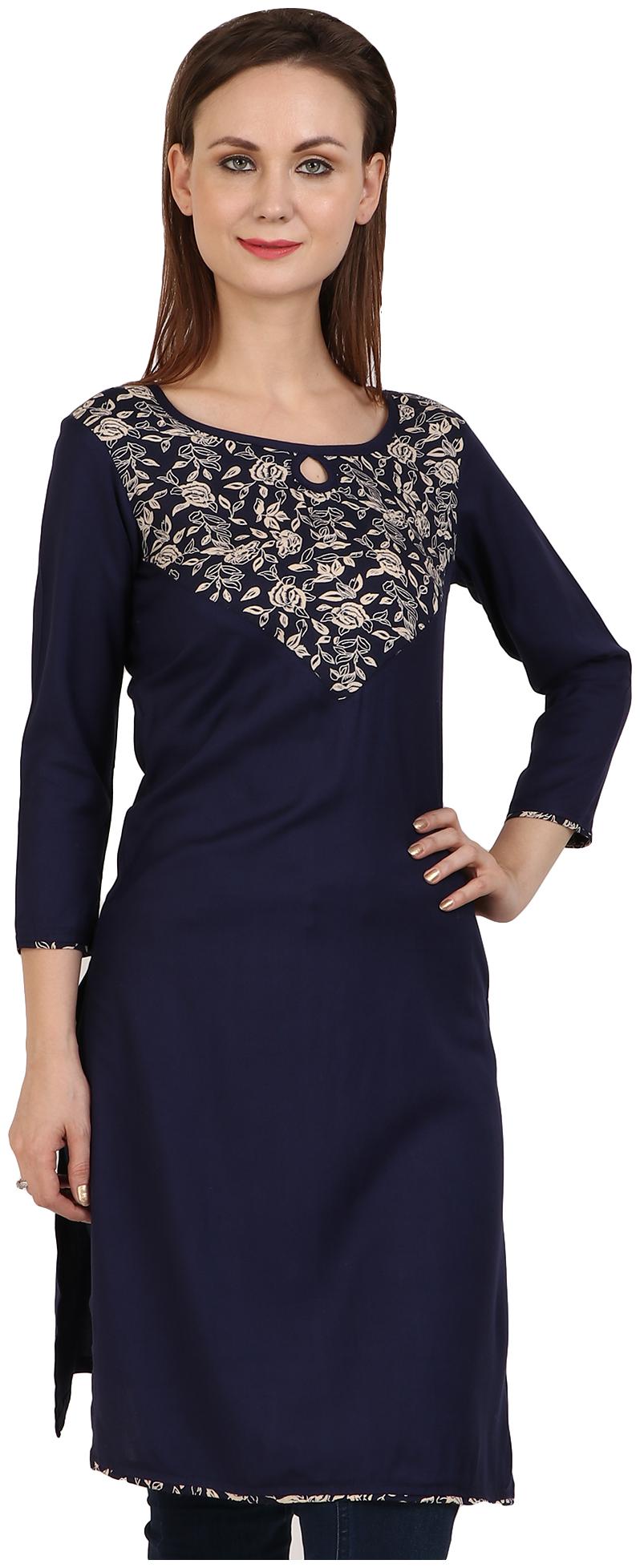 

Sritika Women Blue Solid Straight Kurti