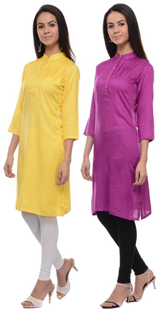 

Sritika Solid Rayon Multi Cambo Kurtis
