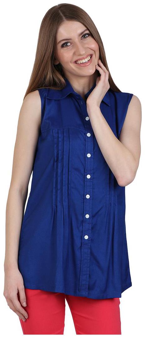 

Sritika Women Blue Solid Regular Fit Shirt