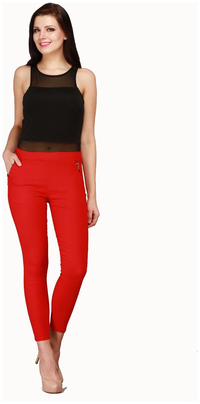 

Sritika Women Red Straight fit Jegging