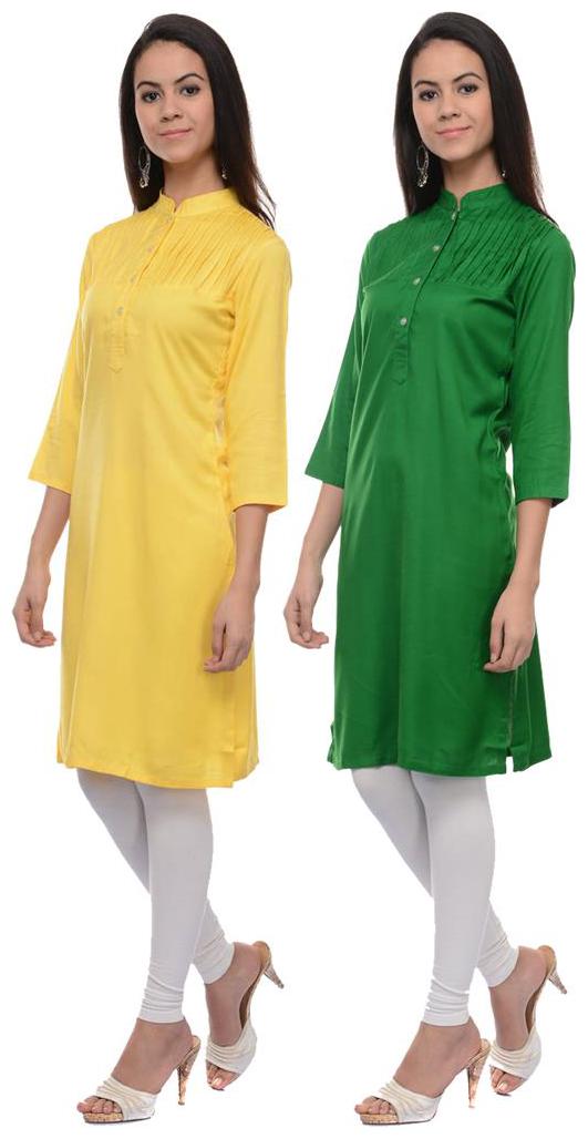 

Sritika Solid Rayon Multi Cambo Kurtis