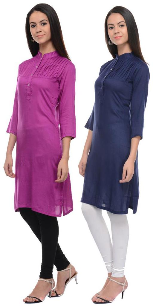 

Sritika Solid Rayon Multi Cambo Kurtis