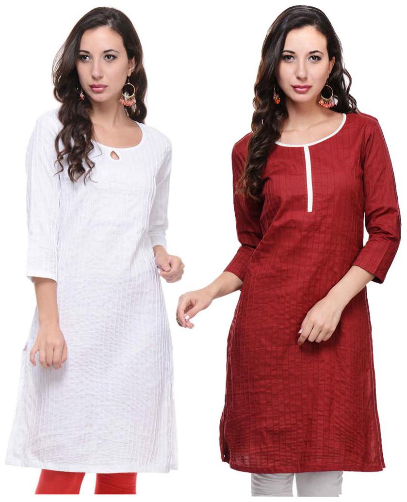 

Sritika Solid Cotton Multi Cambo Kurtis