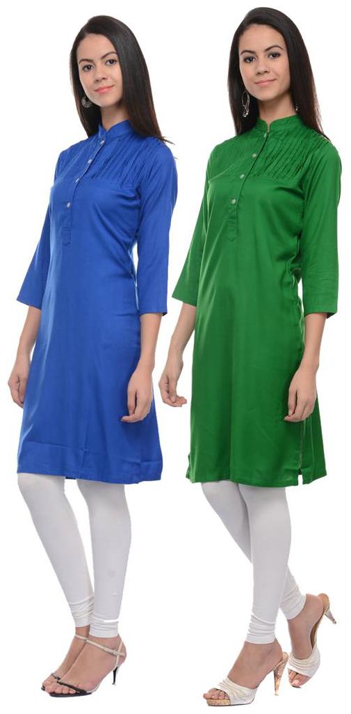 

Sritika Solid Rayon Multi Cambo Kurtis