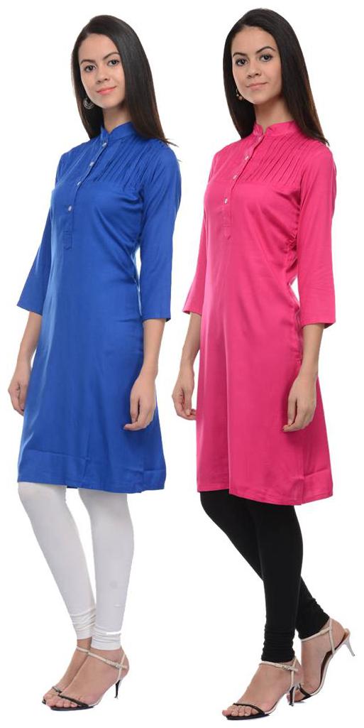 

Sritika Solid Rayon Multi Cambo Kurtis