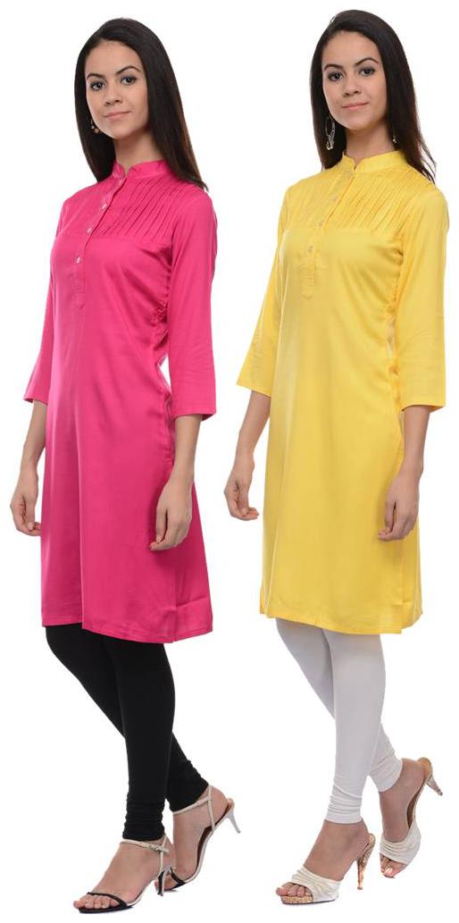 

Sritika Solid Rayon Multi Cambo Kurtis