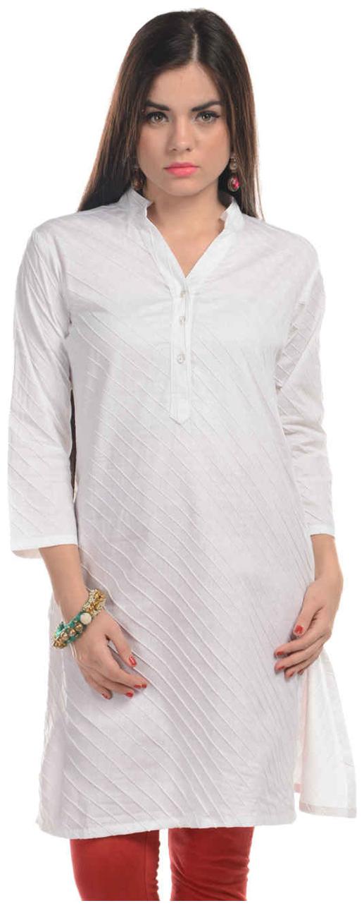 

Sritika Solid White Cotton Kurtis