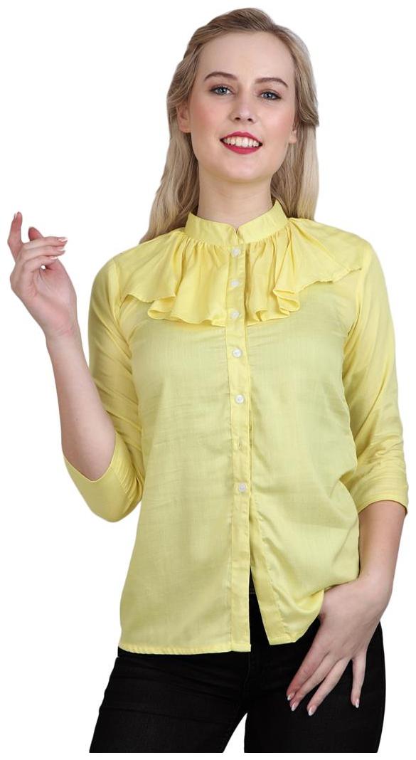 

Sritika Women Yellow Solid Regular Fit Shirt