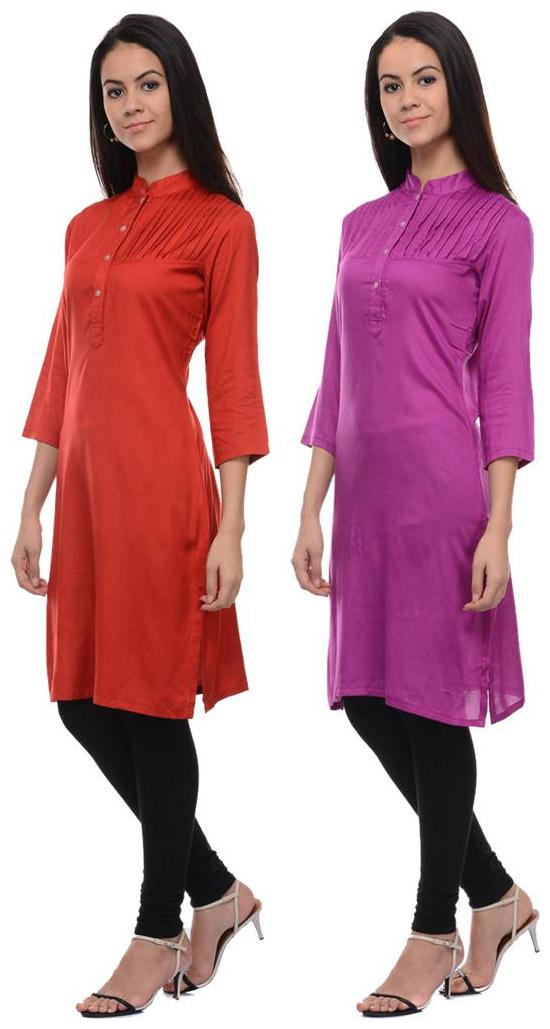 

Sritika Solid Rayon Multi Cambo Kurtis