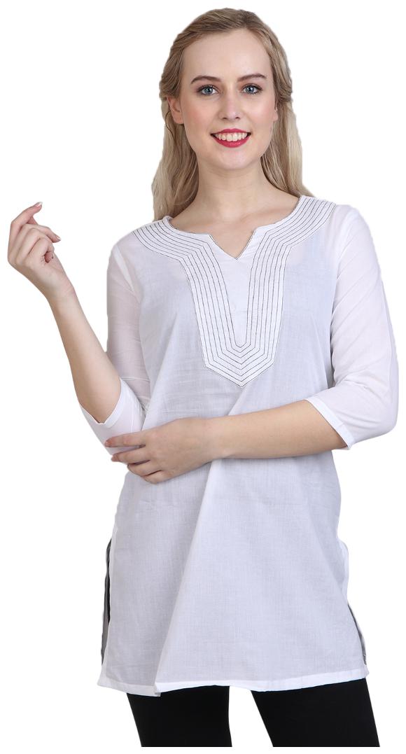 

Sritika Solid White Cotton Kurtis