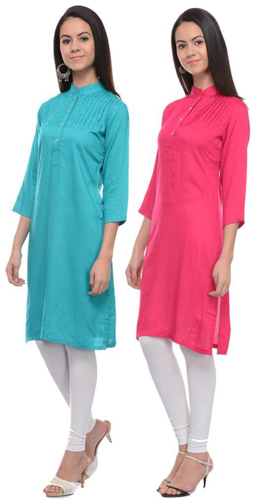 

Sritika Solid Rayon Multi Cambo Kurtis