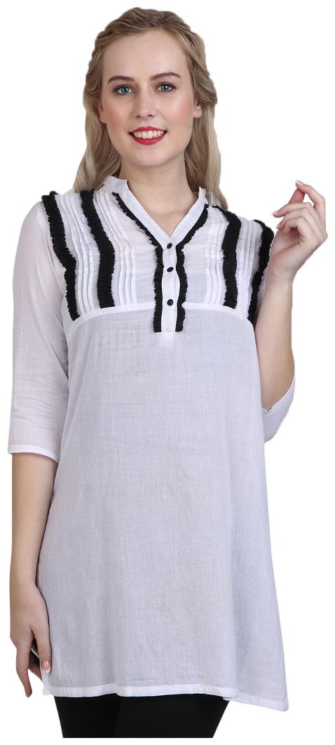 

Sritika Solid White Cotton Kurtis
