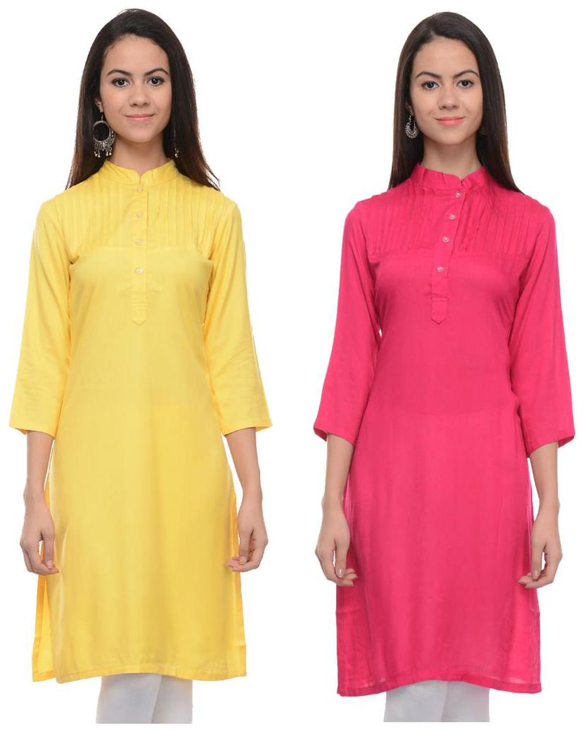 

Sritika Solid Rayon Multi Cambo Kurtis