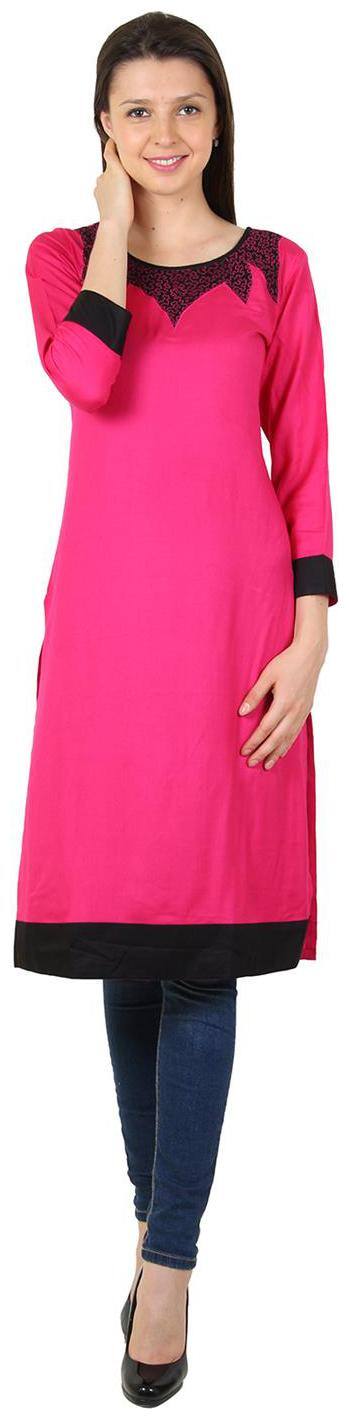 Sritika Women Pink Solid Straight Kurta