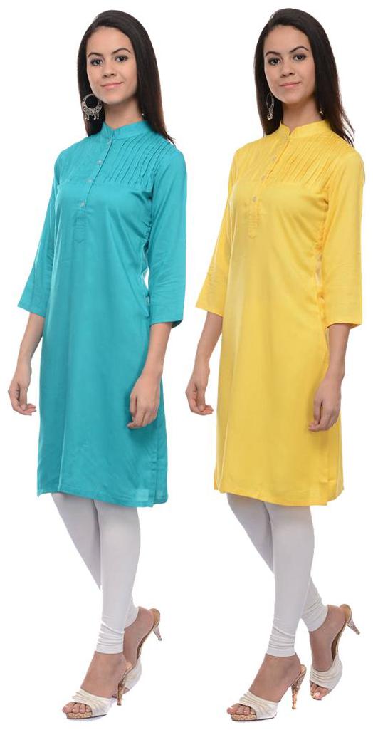 

Sritika Solid Rayon Multi Cambo Kurtis