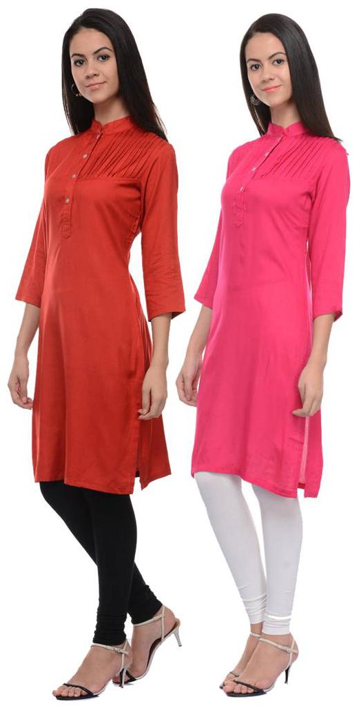 

Sritika Solid Rayon Multi Cambo Kurtis