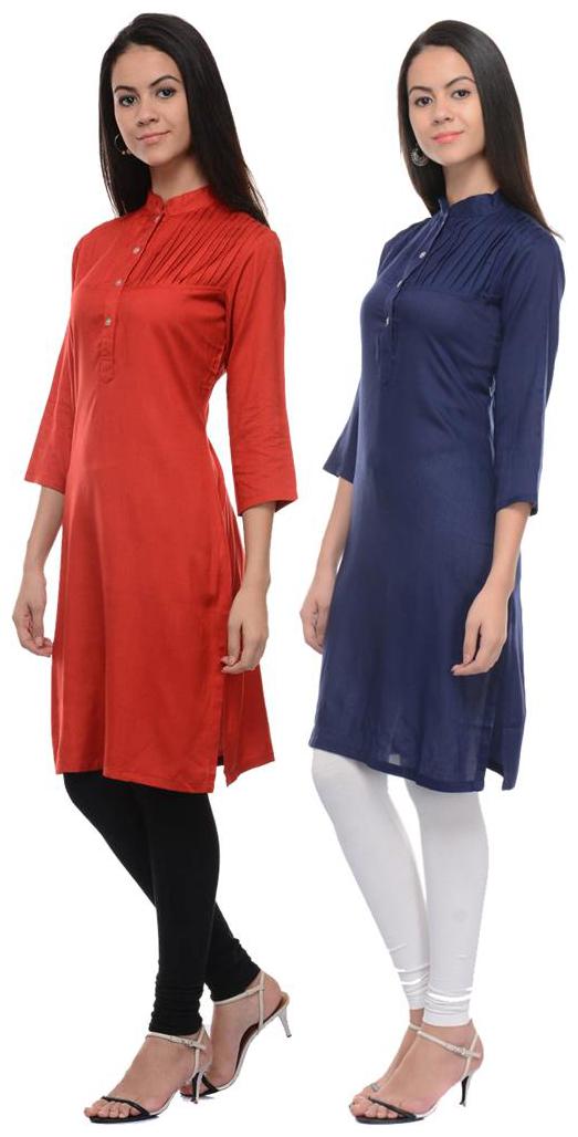 

Sritika Solid Rayon Multi Cambo Kurtis