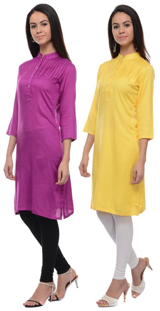 

Sritika Solid Rayon Multi Cambo Kurtis