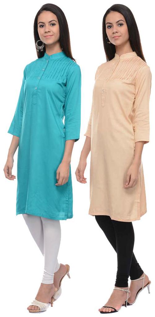 

Sritika Solid Rayon Multi Cambo Kurtis
