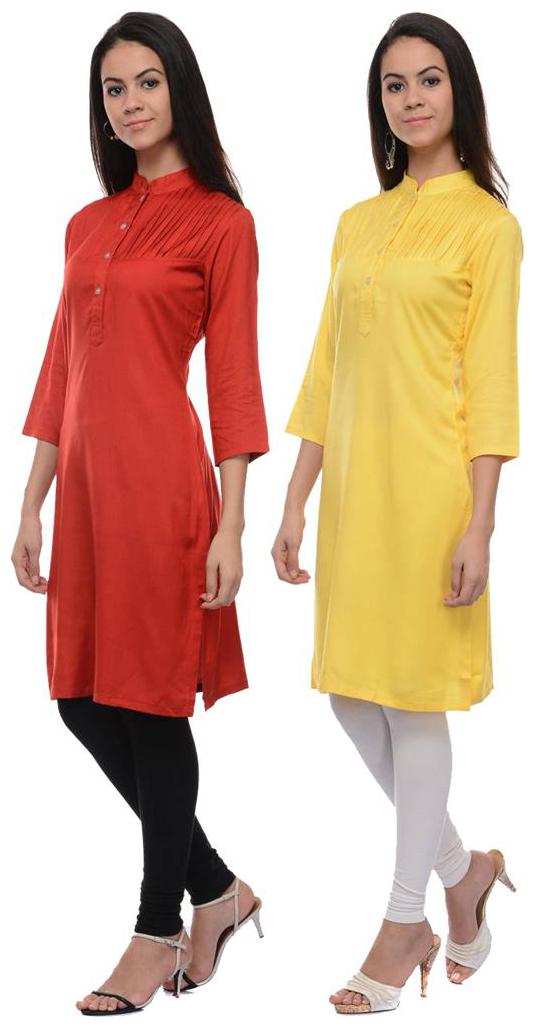 

Sritika Solid Rayon Multi Cambo Kurtis
