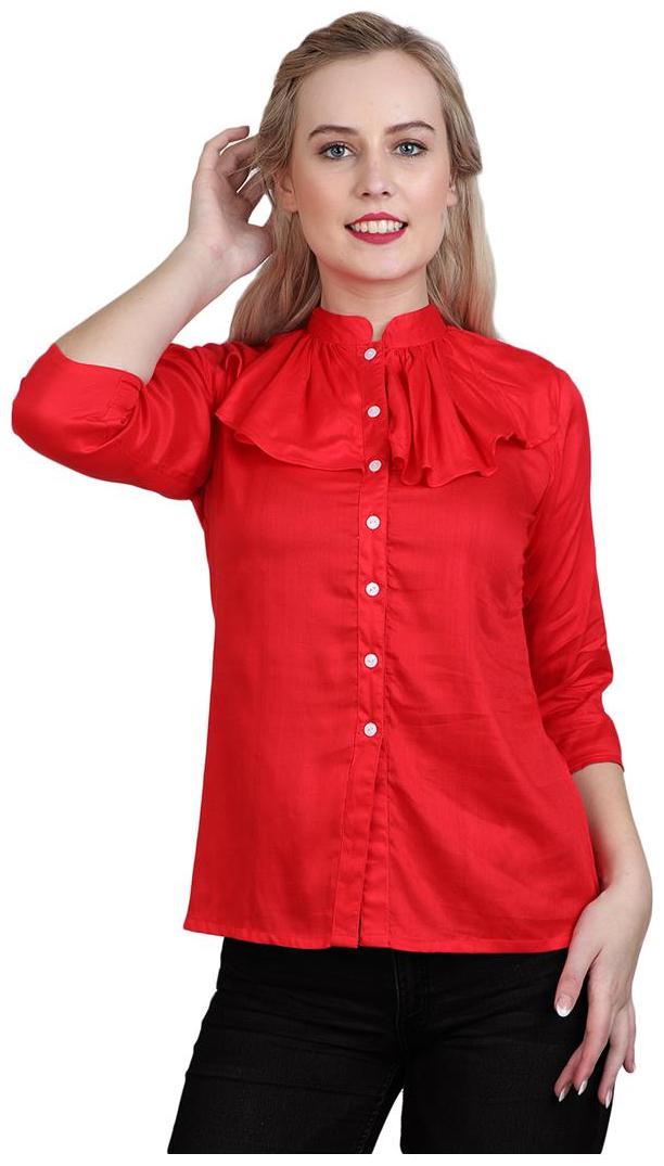 

Sritika Women Red Solid Regular Fit Shirt