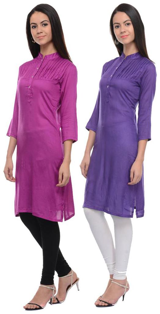 

Sritika Solid Rayon Multi Cambo Kurtis