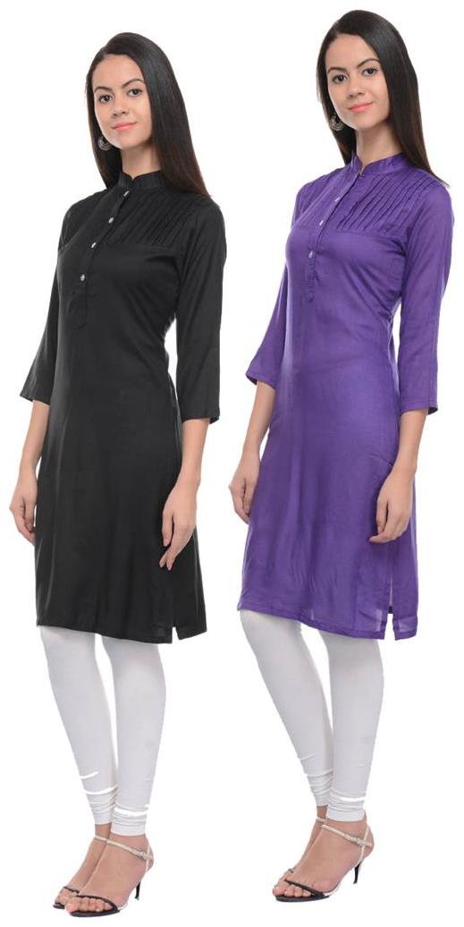 

Sritika Solid Rayon Multi Cambo Kurtis