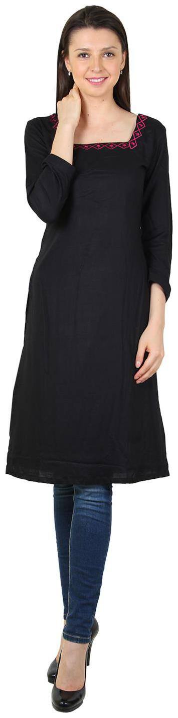 Sritika Women Black Solid A Line Kurti