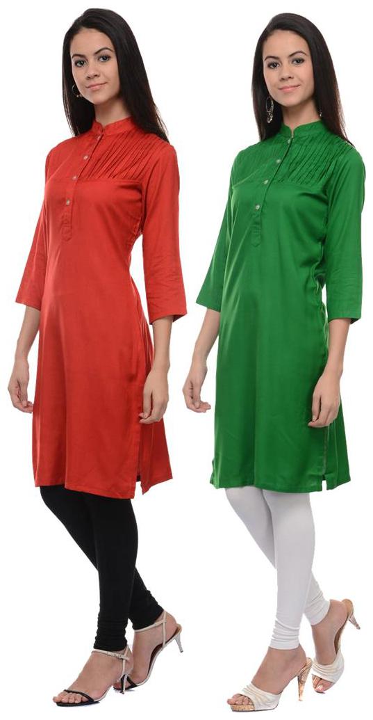 

Sritika Solid Rayon Multi Cambo Kurtis