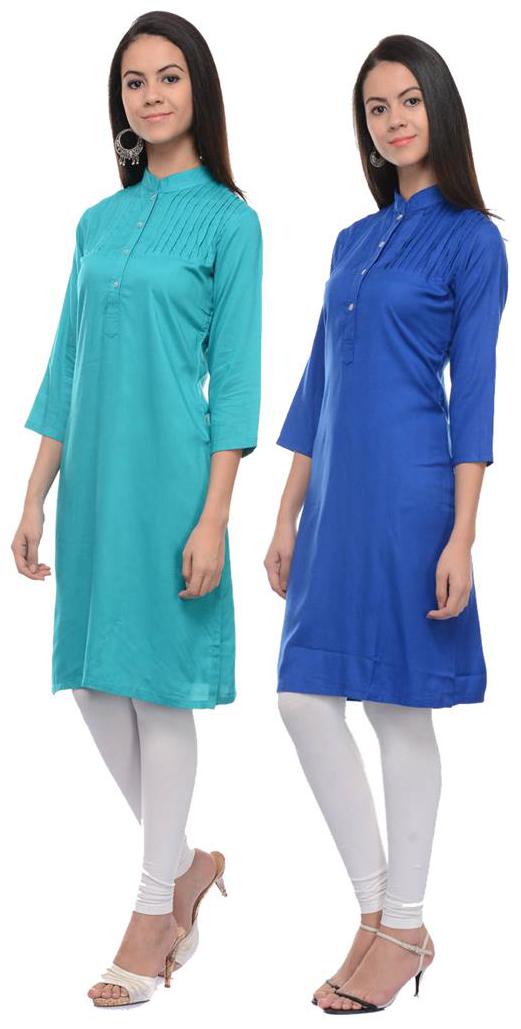 

Sritika Solid Rayon Multi Cambo Kurtis