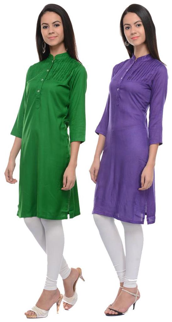 

Sritika Solid Rayon Multi Cambo Kurtis