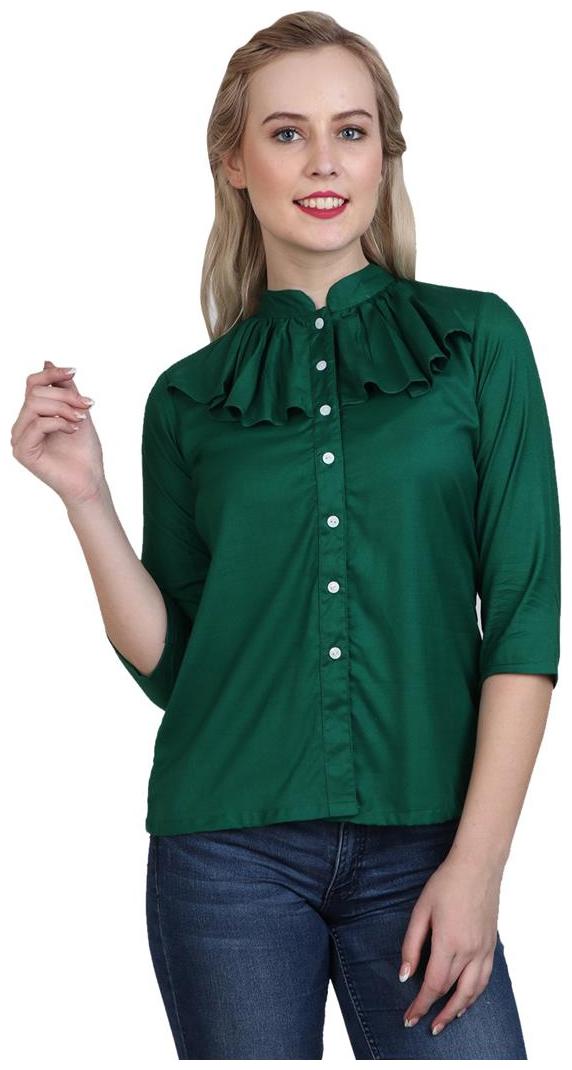 

Sritika Women Green Solid Regular Fit Shirt