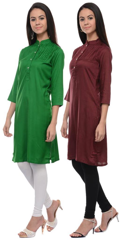 

Sritika Solid Rayon Multi Cambo Kurtis