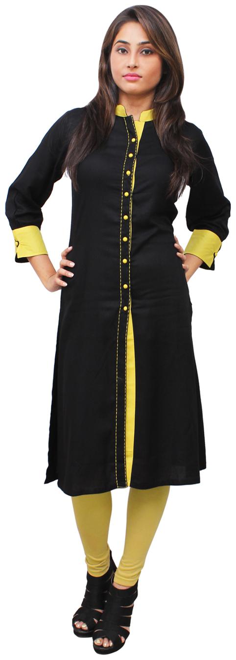 

Sritika Women Black Solid Straight Kurta