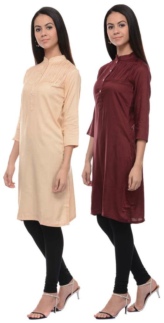 

Sritika Solid Rayon Multi Cambo Kurtis