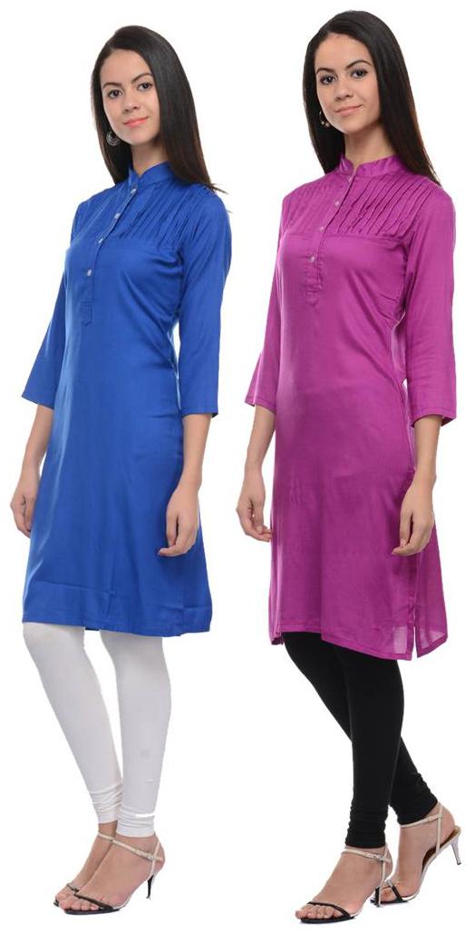 

Sritika Solid Rayon Multi Cambo Kurtis