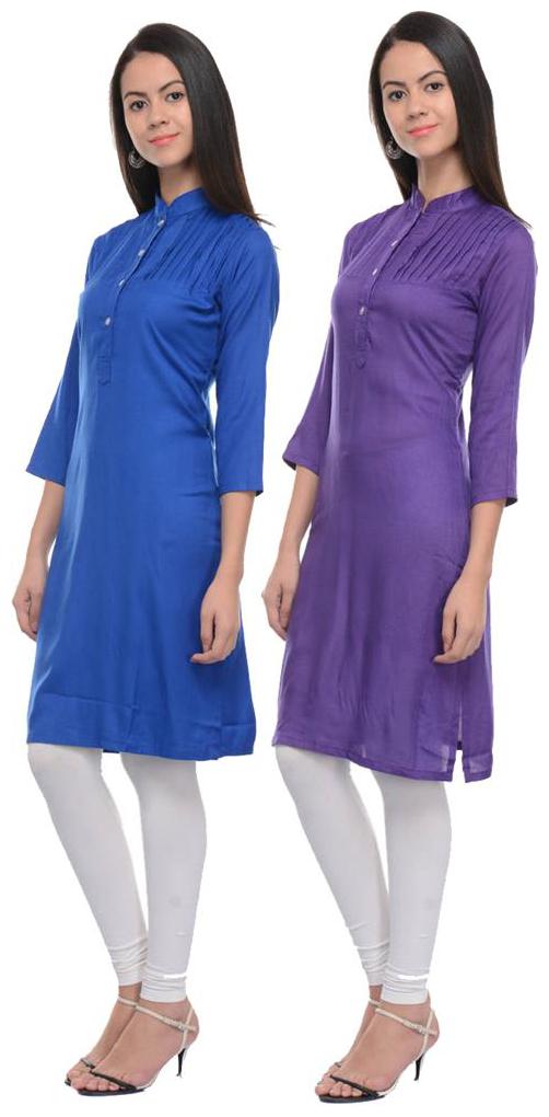 

Sritika Solid Rayon Multi Cambo Kurtis