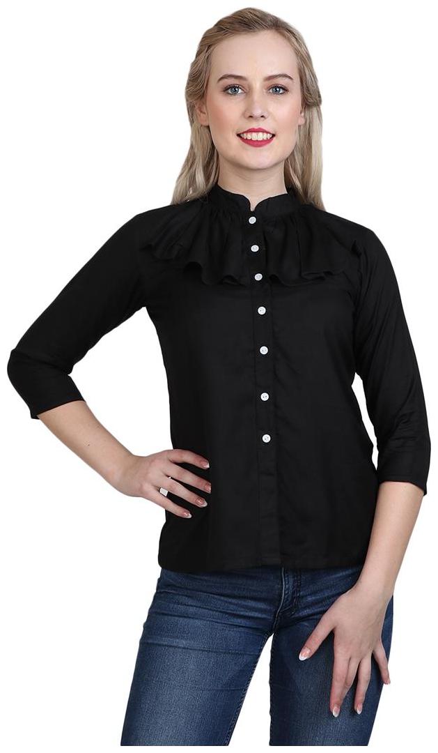 

Sritika Women Black Solid Regular Fit Shirt