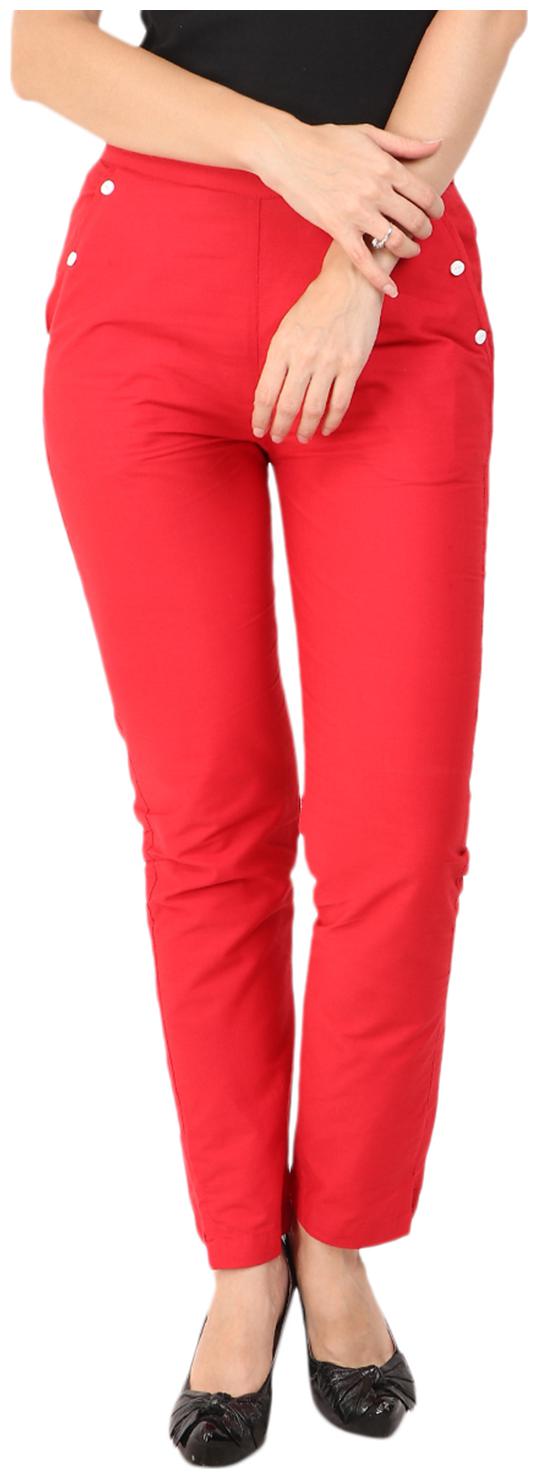 

Sritika Women Red Straight fit Regular trousers