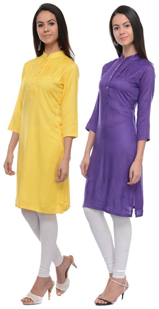 

Sritika Solid Rayon Multi Cambo Kurtis